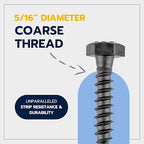 5/16 x 1 (50 Pack) Lag Screw Kit, 50 Screws and 50 Washers, Ceramic Black Ruspert Coating for Exterior Use, Meets ASTM A307 and ASME B18.2.1, Industrial/Commerical Grade by Makers Bolt