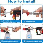 DUSICHIN Pressure Washer Short Gun Foam Cannon 1/4" Quick Connector,Car Wash Foam Gun Kit Dual Connector Accessory,Pressure Washer Nozzle Tips 3/8'' Swivel Quick Connector,Not Use with Garden Hose