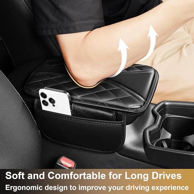 Center Console Cover Fit for Camry Scratch & Wear Resistant Waterproof Middle Console Cover with 2 Storage Bags(Black)