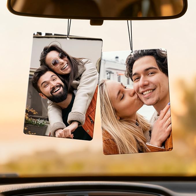 HINFKA Custom Air Fresheners with Picture, Personalized Double Sided Photo Air Freshener, Customized Gifts for Men Women Pet Lovers (Rectangle)