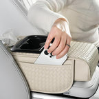 Car Armrest Cushion Cover Car Center Console Memory Foam Booster Pad with Storage Pocket and Tissue Hole for Sedan Vehicle (Cupholder - Coffee, 13.39 * 7.68 * 2.95'' / 34 * 19.5 * 7.5cm)