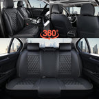 Coverado Full Set Car Seat Covers, Black Leather Seat Protectors, Luxury Front & Back Car Seat Covers,Waterproof Universal Fit, Automotive Seat Covers for Most Cars-Black