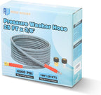 RIDGE WASHER Pressure Washer Hose 25 Ft, 4000 PSI Power Washer Hose with 3/8 Inch Quick Connect for Hot and Cold Water, Gray Non Marking Hoses, M22 14 mm Fitting