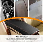Car Center Console Cover, PU Leather Vehicle Armrest Seat Box Cover Protector, Comfortable Automotive Interior Arm Rest Cushion Pad Accessories, Universal for SUV Sedan Truck (Black/Orange)