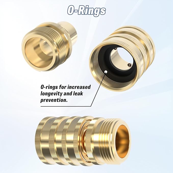 Pressure Washer Quick Connect Kit, M22-14mm to 3/8" Male Female Quick Disconnect Kit for Power Washer, 3/4 Inch Hose Fittings Adapter Set, Brass, 8 pcs