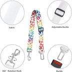 Cute Design 2-Pack Set Adjustable Pet Cat Dog Car Seat Belt, Adjustable Buckle Pet Car Harness Fabric Lanyard from 22 to 38 Inches Seatbelt Leash (Psychedelic Dog -Two Piece in one Set)