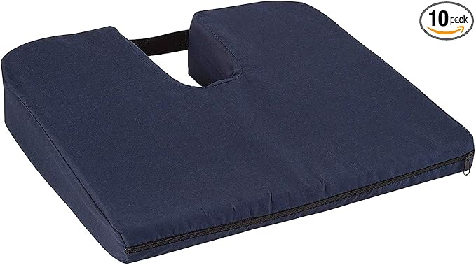 DMI Gradual Slope Seat Cushion for Coccyx, Sciatica and Tailbone Pain, Machine Washable-Cover, 15 Inch, Navy (Pack of 10)