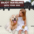 Backseat Cover for Dogs, Waterproof and Non-Slip Pet Bench Seat Covers, Car Seat Protector for Back Seat, Universal Size Rear Car Seat Cover Fits Cars, Trucks and SUVs, L-Beige&Black