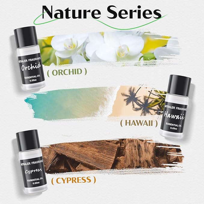 Nature Series 6-Pack Car Air Freshener Refills (10mL Each) | Smart Diffuser Essential Oil Kit with 6 Unique Fragrances | Long-Lasting Scents for Car Aromatherapy