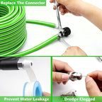 West Bay Sewer Jetter Kit 100 FT for Pressure Washer, 5800 PSI Drain Cleaner Hose 1/4 Inch NPT Corner Rotating and Button Nose Sewer Jetting Nozzle Spanner Watertight Tape Pearl Corsage Pin(Green)