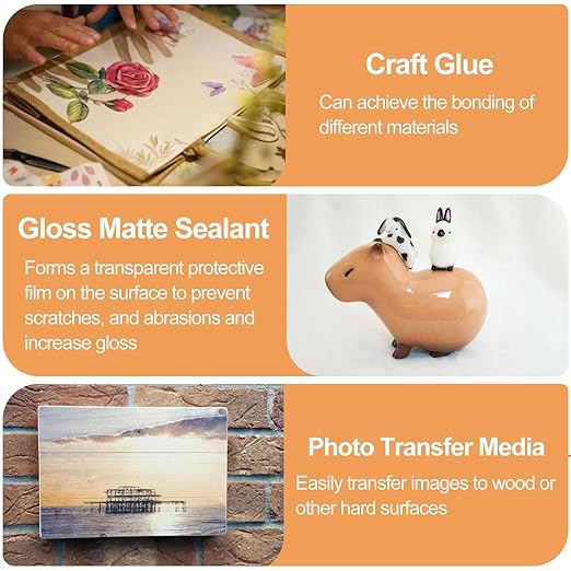 Crafts Sealer Gloss Matte Finish, 400ml All Purpose Craft Glue, Varnish, and Finish, All in One Craft Glue for Wood, Paper, Acrylic Paints, Ceramics, Fabrics, Clay