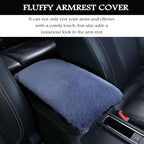 Fluffy Furry Armrest Cover for Car, Auto Center Console Cover Pad Car Soft Console Pad Wool Fur Armrest Seat Box Cover Protector Universal Fit for Most Vehicle, SUV (Gray)