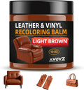 Leather Recoloring Balm - Scratch Repair & Color Restore Kit for Faded Leather, Couch & Car Seats - 10OZ Leather Restorer Balm for Furniture, Auto Interior, Vinyl, Accessories (Light Brown-Tan)