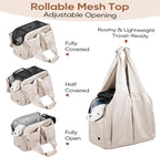 Dog Purse Carrier for Small Dogs, Cats, and Puppies – Soft-Sided Travel Pet Tote Bag with 4 Large Pockets, Foldable, Lightweight, Fits Pets up to 15 lbs, for Travel, Outings (Beige)