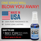 Scent Bomb Air Freshener Spray, Long-Lasting Odor Eliminator - Effective Deodorizer for Home & Car, Fresh Room Spray for Kitchen, Bathroom & Smell Neutralizer - 1 oz Pack of 4, Hawaiian Blue Scent