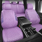 CAR PASS Light Purple Bling Diamond Leather Car Seat Covers Full Sets, Waterproof Shining Glitter Sparkly Crystal Universal Armrest Fit for Automotive Truck SUV Cute Women Girl,Lavender Rhinestone