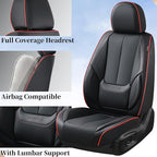 Coverado Seat Covers, Car Seat Covers Full Set, Leather Seat Covers for Cars, Car Seat Protector, Black Car Seat Covers Front Seats and Back Seats Universal Fit for Most Cars Redline