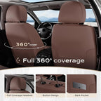 Coverado Front Seat Covers, Luxury Faux Leather Durable Anti-Scratch Cushions, Universal Fit for Cars, SUVs, Pickups, Waterproof Automotive Seat Covers, Car Accessories – Brown