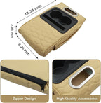 Priprilod Beige Car Center Console Armrest Pillow, Memory Foam with Cup Holder and Cell Phone Holder, Multifunctional Car Center Console Organizer, Universal Fit for Most Car Interior Accessories