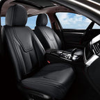 FLORICH Front Car Seat Covers, Luxury Waterproof Faux Leather Seat Covers Cushion, Black Car Seat Cover Protectors Universal Fit for Most 5 Seats Vehicles - Black