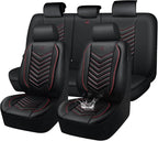 CAR PASS 3D Foam Faux Leather Car Seat Covers Full Set, Red Waterproof Leather Seat Cover for Cars,Luxury Universal Fit for SUV Truck Sedan Automotive,Armrest Airbag Compatible Anti-Slip,Black and Red