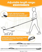 Hands Free Dog Leash, Crossbody Dog Leash, 5.3-7.9Ft Waist Belt with Car Seatbelt and Double-Sided Reflective,Walking, Jogging,Hiking, Travel etc.(Grey)