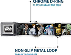 Star Wars Pet Collar, Dog Collar Metal Seatbelt Buckle, Star Wars Classic Character Poses Black, 13 to 17 Inches 1.5 Inch Wide