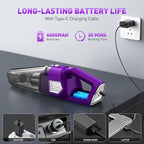 Handheld Vacuum Cordless, 15000PA Powerful Suction Car Vacuum Cleaner Lightweight with Multi Accessories, Hand held Vacuum Cleaner Dust Busters Cordless Rechargeable for Car Home