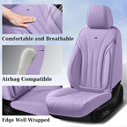Coverado Front Seat Covers for Cars, Luxury Leather Seat Covers, Waterproof Car Seat Protector, Driver Car Seat Cushions Universal Fit for Most Sedan, SUV, Trucks (Purple)