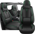 Fit for 98% of Mercedes Benz Car Seat Covers with Headrests, Premium Nappa Leather Seat Cover, Fully Wrapped Protect Modern Style Seat Cover (2-Seat Luxury, Black & Green)
