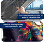 GENANY Sugar Skull Woman Windshield Sun Shade for Car SUV Truck (55x30 Inches), Sun Shade Windshield, Shades for Windows, Protector Blocks UV, Christmas Car Decor