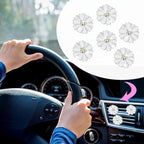 Daisy Air Vent Clips - 6 Pcs Cute Flower Car Air Fresheners Vents Clips Glam Car Interior Decor Charm Accessories for Women (White)+ Mask Hook