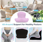 Seat Cushion for Office Chair and Car, L-Shaped Ergonomic Car Seat Cushions, Memory Foam Chair Cushion, Lumbar Support Pillow for Wheelchair, Car, Home, Office, Desk, Pink