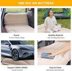 KMZ SUV Air Mattress Thickened and Double-Sided Flocking Travel Camping Bed with 2 Pillows & Pump Dedicated Mobile Cushion Inflatable Bed for SUV Trunk and Rear Seat (Beige and Coffee)