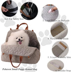 Small Dog Carriers Purse Bag,Dual Use,Car Safety Seat Light Cozy Pet Bed Kennel for Puppies Cats Lightweight Bags Fashion Woman Handbag Totes Go Vet Outdoor(Grey)
