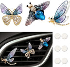 Bee Butterfly Dragonfly Car Aromatherapy Diffusers - 3 Pcs Air Fresheners Vent Clips for Car Decoration & Interior Decor (Blue)