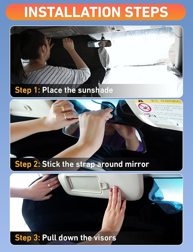EcoNour Windshield Sunshade Compatible for Dodge Challenger 2015-2023 2024 2025, Sun Visor for Front Windshield & Window Sun Shade Cover, UV Heat Blocker & Protector, Car Accessories