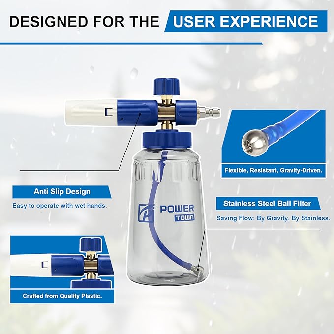 Foam Cannon Pro, Wide Mouth Soap Cannon for Power Washer, Car Wash High Pressure Snow Foam Cannon Lance for Detailing, 1/4" Quick Connector