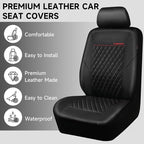 CAR PASS Quilting Faux Leather Seat Covers Full Set, Waterproof Deluxe Premium Seat Cover with 5mm Composite Sponge Inside, Airbag Compatible Auto Seat Cover Universal Fit for 95% Sedan SUV Van, Black