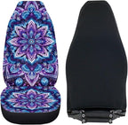 BIGCARJOB Purple Lotus Car Seat Covers Set for Women Auto Interior Seat Protector Boho Lotus Car Accessories Set 2 Pcs Auto Front Seat Covers Saddle Blanket,Universal Fit