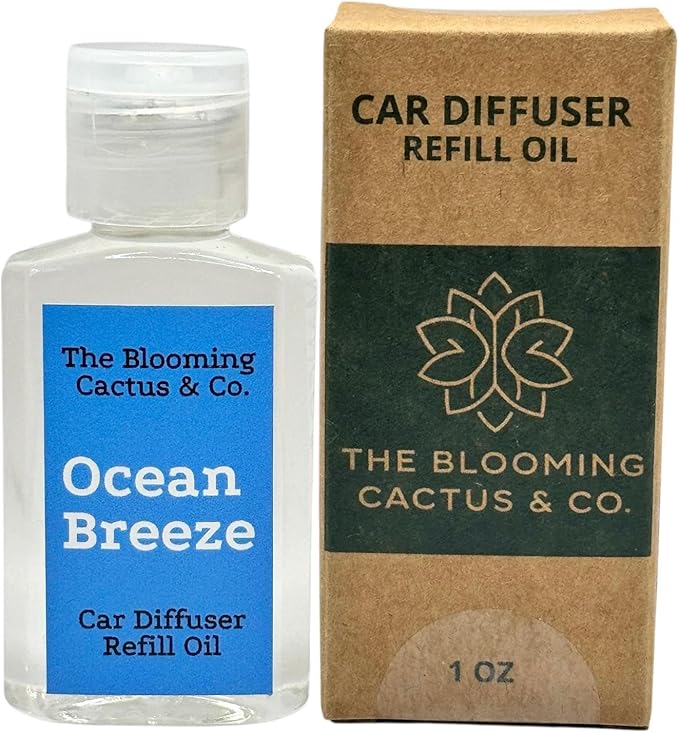 1 OZ Premium Car Diffuser Refill Oil – 2 Pack Long Lasting Fragrance Oil for Car, Home & Office | Compatible with Most Diffusers | Fresh, Pleasant Scent for Every Space (Black Ice + Ocean Breeze)