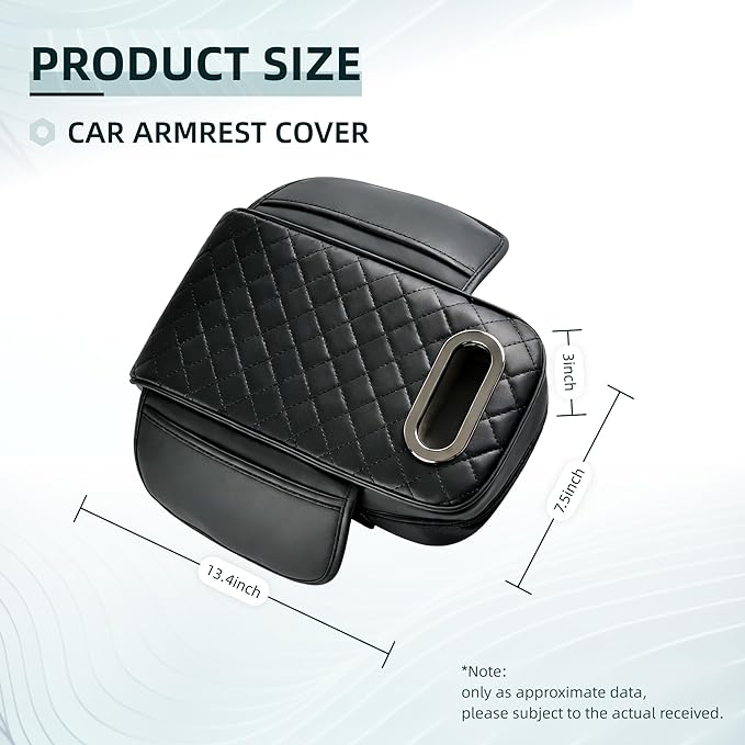 Upgrade Car Center Console Armrest Pad for Honda CR-V 2026 2012 Models, Comfortable Memory Foam Cushion Cover with Tissue Box & Side Storage Bag, Premium PU Leather 3-in-1 Car Armrest Cover(Black)