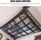 Car Ceiling Cargo Net Strong Load-Bearing Mesh Car Roof Storage Organizer Large Capacity Space Saving Car Ceiling Net Storage Bag Car Interior Accessories for SUV Truck Van