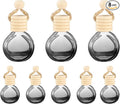 uxcell 8pcs Hanging Car Air Freshener Perfume Bottle, 10ml Pendant Empty Clear/Black Glass Essential Oil Aromatherapy Diffuser with Wooden Cap for Car Decor (Clear/Black, Round)