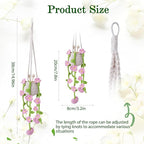 Crochet Car Air Freshener, 8ml Empty Refillable Oil Diffuser Bottle with Hanging Crochet Lightpink Daisies Plant & Hanging Tools, Car Rearview Mirror Diffuser for Wall Art & Home & Office Decoration