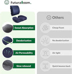 Charcoal Memory Foam Seat Cushion & Adjustable Lumbar Pillow Set - Back Support for Pain Relief (Sciatica,Tailbone),Washable & Non-Slip,Multipurpose for Office,Car,Wheelchair - Navy Blue