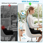 Large Seat Cushion, Memory Foam Cushion for Long Sitting Hours on Office Chair, Home & Car, Non-Slip Chair Pad for Relieving Back & Sciatica & Hip & Coccyx Pain (Khaki)