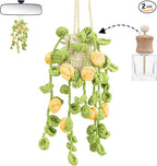 Cute Air Freshener for Car, Crochet Car Accessories Air Freshener, Cute Rear View Mirror Accessories, Handmade Crochet Plant for Cars, Yellow Rose