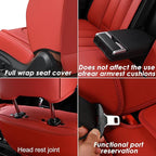 KEYOOG Car Seat Covers Full Set, 2-Seater Waterproof and Breathable Nappa Leather, Fit for Front Seats of Cars, Compatible with Airbags, Car Seat Protector Covers for Most Cars - All Brown
