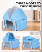 BurgeonNest Top-Expandable Large Cat Carrier, Soft Sided Cat Bag Carrier for Medium Large Pet Up to 15 lbs, Upgraded Small Dog Car Seat, Puppy Travel Bag with Semi-Open Canopy, Blue
